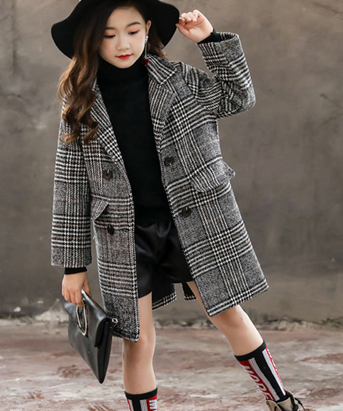 セール キッズ 女の子 裏地付き 長袖 チェックコート おしゃれ 子供服 中学生 カジュアル 可愛い 秋冬 新品 お出かけ 暖かい ミニミニストア Miniministore Magaseek